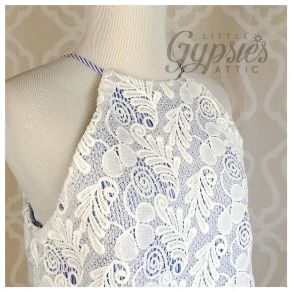 Little Cottage Blue Gingham Lace Top - Picture 2 of 8